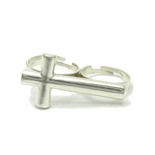 Sterling Silber Ring für zwei Finger Kreuz solide punziert 925 handgefertigt