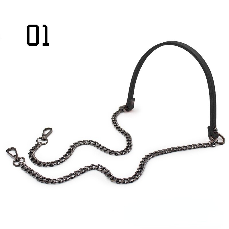 1X DIY Bag Metal Chain Replacement PU Leather Shoulder Bags Straps Handles Decor