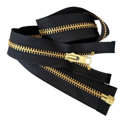 Lenzip #10 5'' - 36'' Brass Metal Extra Heavy Duty Separating Jacket Zipper BLACK