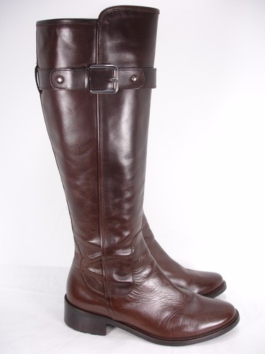 COLE HAAN INDRIA BROWN LEATHER SIDE ZIP KNEE HIGH RIDING BOOTS WOMEN'S 9 B - Picture 3 of 10