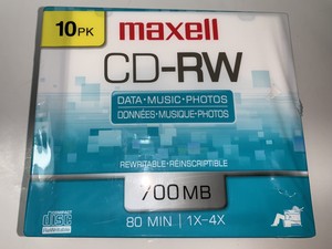 Maxwell CD-RW 10 Pack 700MB 80 MIN 1X-4X Data Music Photos NEW SEALED