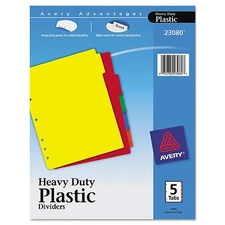 Avery PLASTIC 5Tab Notebook DIVIDERS multi color LABELS AVE23080 heavy duty set