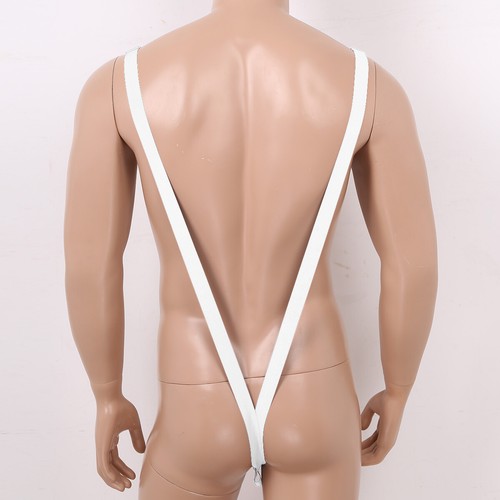 Men's One Piece Deep V-Shaped Mankini Underwear Suspender Bodysuit Strap Thongs - Picture 9 of 56