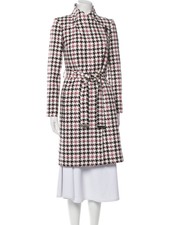 Ted Baker Abellaa Dogtooth Check Print High Neck Belted Wrap Long Dress Coat 1 8