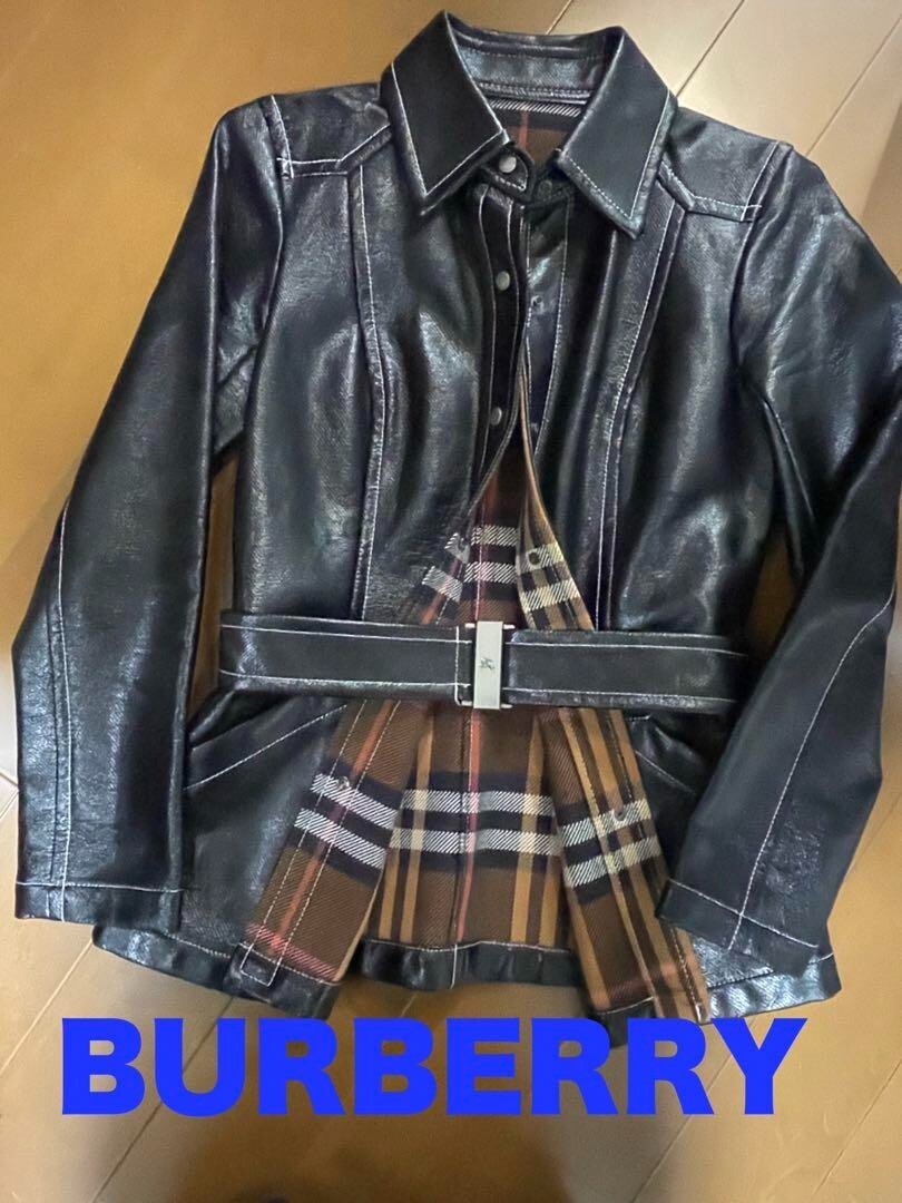 BURBERRY BLUE LABEL』バーバリー(38)合皮レザーシャツ 超人気新品