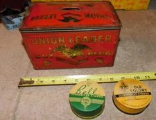 Union Leader Cut Plug Chew Smoking Tobacco Tin Lunch Box Typewriter Ribbon Tins