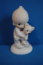 Precious Moments - Jesus Loves Me - Boy with Bear 1978 Made in Tailand