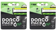 Dorco Pace 6  Safety Trimmer Style Razor Blade Shaving Refills 8 Cartridges