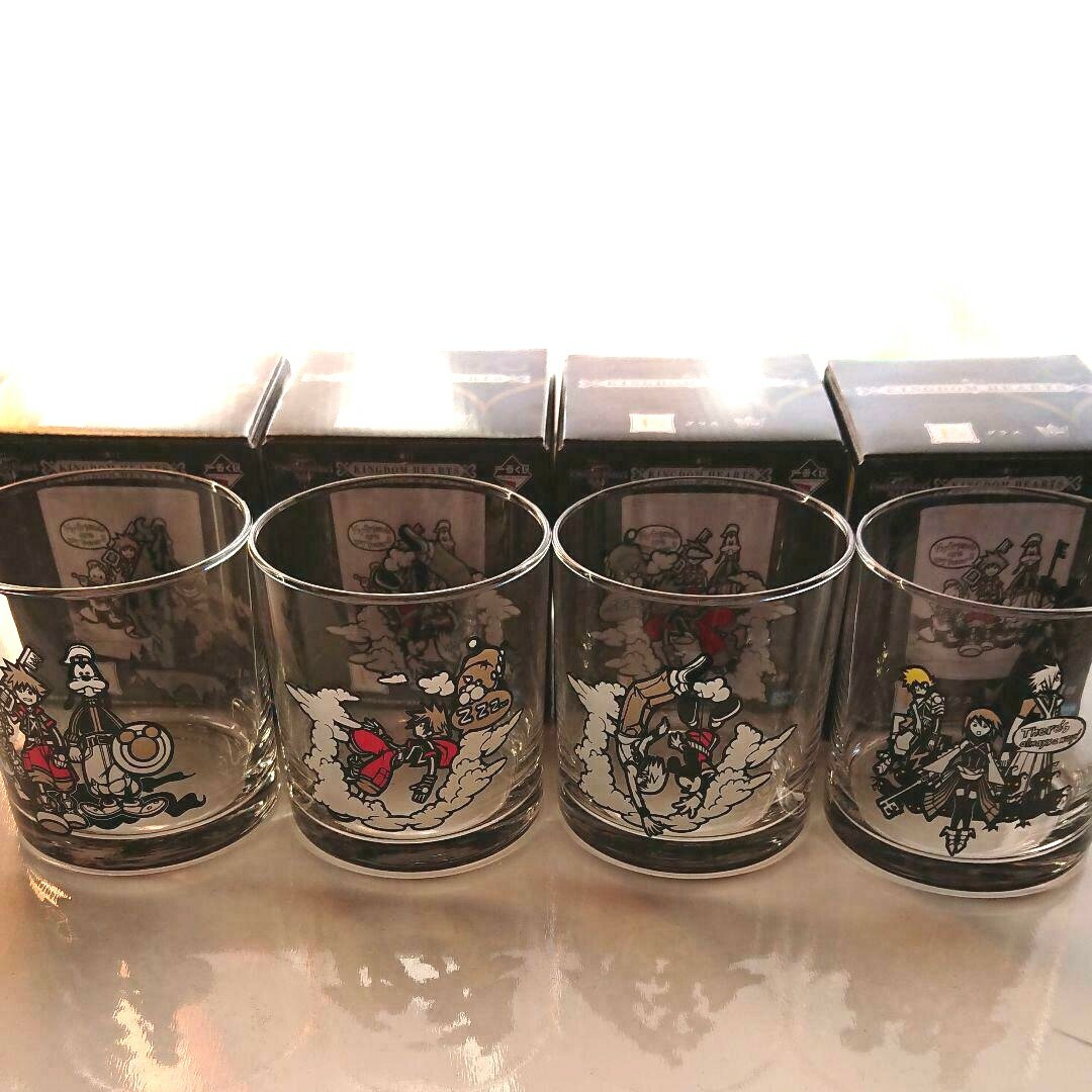 Kingdom Hearts Glass Cup 3 Types 4 Set Sora Riku Kai Ichiban Kuji