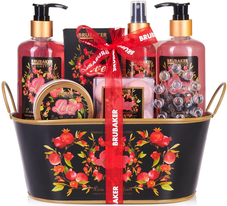 BRUBAKER Damen Beauty Geschenkset Love mit Passionsfrucht 12-tlg Badeset Körperpflege Set