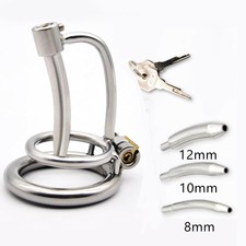 Male Stainless Steel Chastity Cage Belt Devicel Sounds Tube Lock Binding