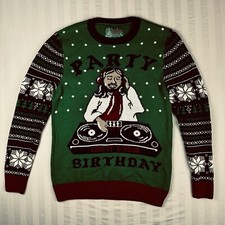 Ugly Christmas Sweater Party Like It's Your Birthday Jesus DJ Unisex Size Small