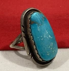 Vintage NAVAJO NATIVE AMERICAN 925 Sterling Silver Turquoise RING SIZE 7.25