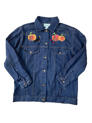 THE QUACKER FACTORY Scarecrow Embroidered Denim Jacket Blue Jean