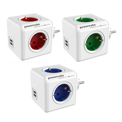 PowerCube Original USB Ladegerät, Steckdosenwürfel Reiseadapter & 4x Steckdose