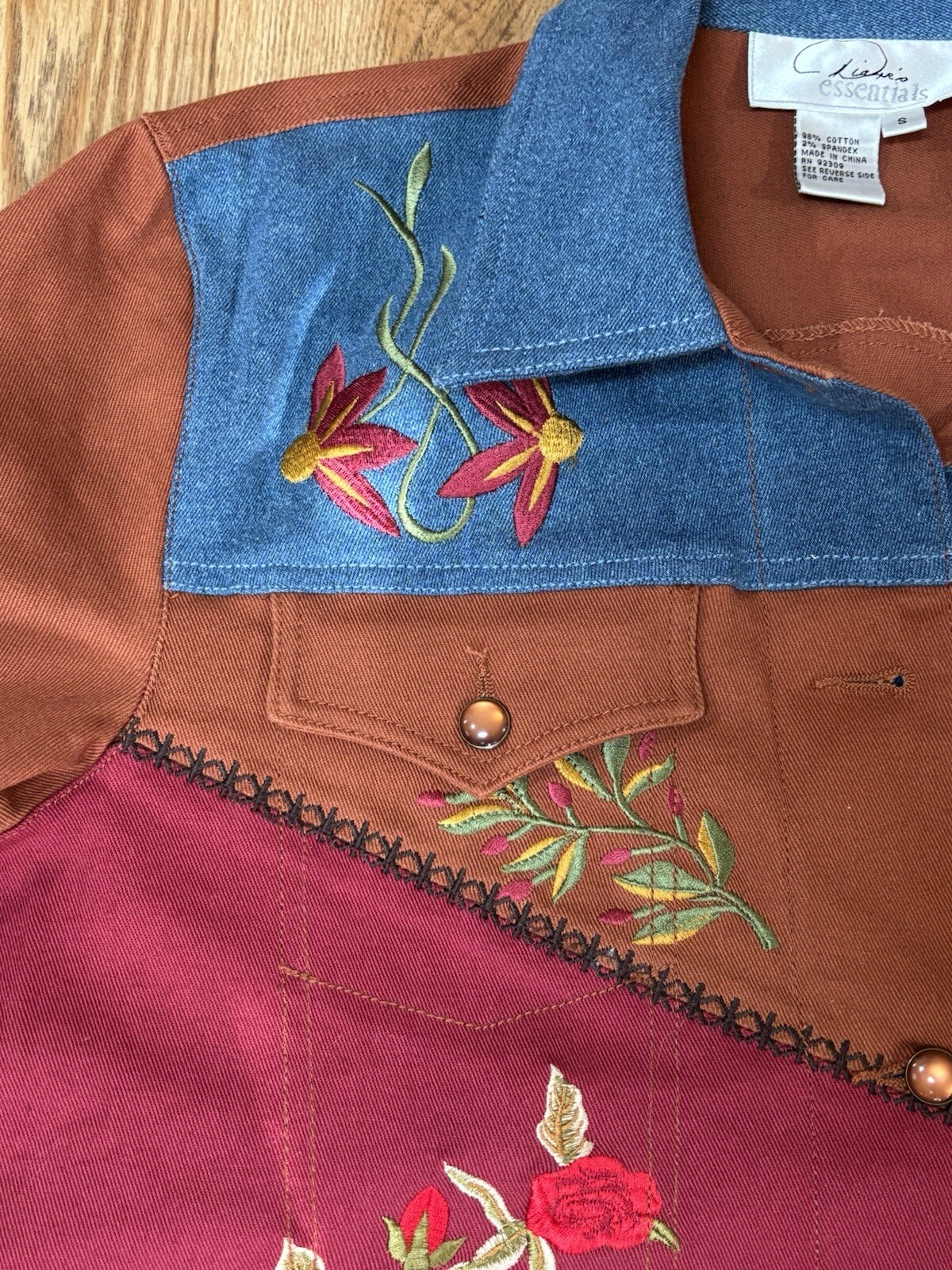 DIANE’S ESSENTIALS Denim Patchwork Jacket Blue Bu… - image 7