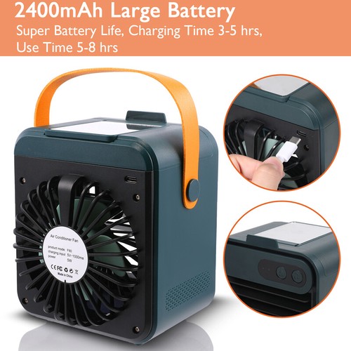 Portable Air Cooler Mini Air Conditioner Humidifier Personal Cooling Bedroom Fan - Picture 8 of 15