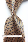 New Classic Striped Blue Brown JACQUARD WOVEN 100% Silk Men's Necktie Tie