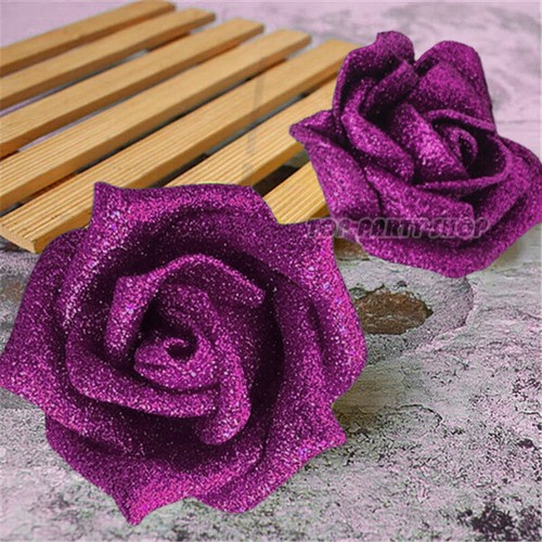 100 Pcs Large 6CM Glitter Artificial Flowers Foam Rose Heads Wedding Decor UK eBay