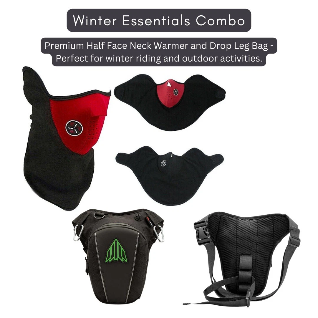 Half Face Neck Warmer Gaiter Mask & Leg Bag Waterproof Thigh PouchPack(Bulk3Sets