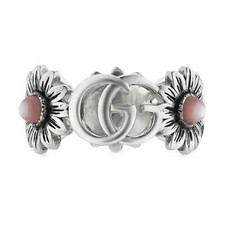 New Original Gucci GG Marmont Pink Mother Of Pearl Floral Ring YBC527394002013