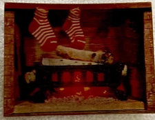 Vari Vue 1950 Era 3D Christmas stocking On Fireplace Pin Rare Hard To Find