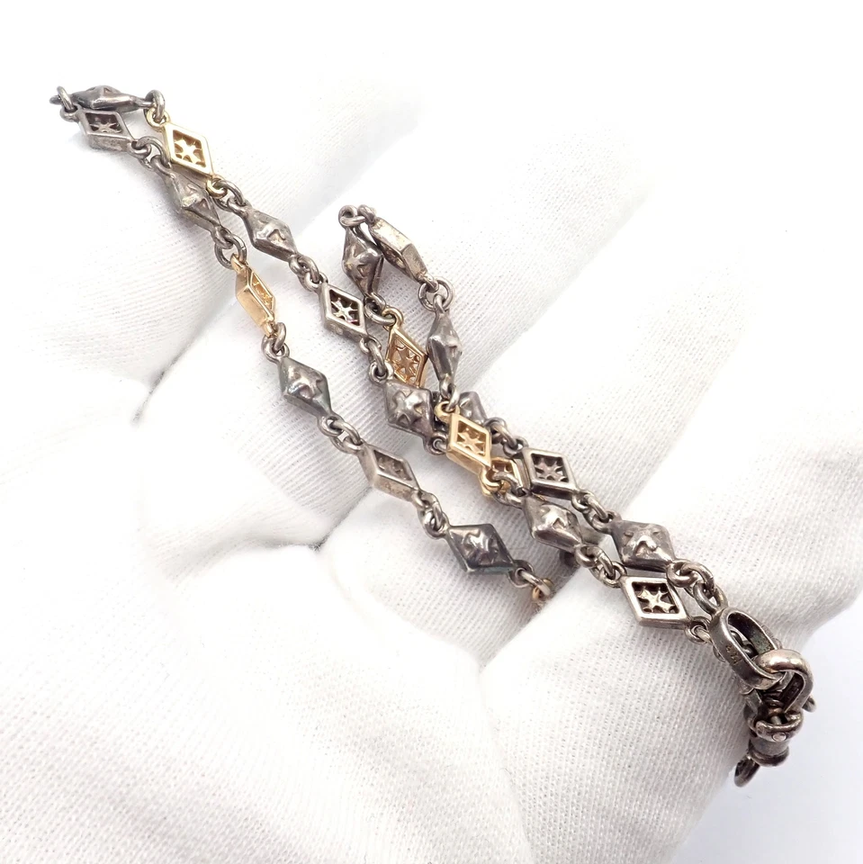 ¡Auténtico! Collar de cadena Loree Rodkin oro amarillo 18k + plata 16" Foto 4 de 4