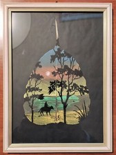 Quadro da parete su foglia di ficus religiosa con cornice in legno