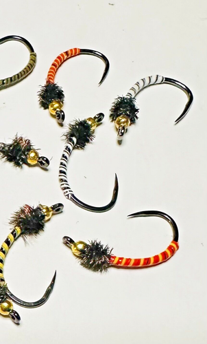 Moscas de trucha de pesca con mosca x18 punta ancha pluma sin púas zumbadores con cuentas mezclados - Imagen 3 de 4