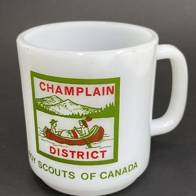 Vintage 1940s Champlain Scout Camp Milk Glass Coffee Mug Champlain District  Ont | eBay