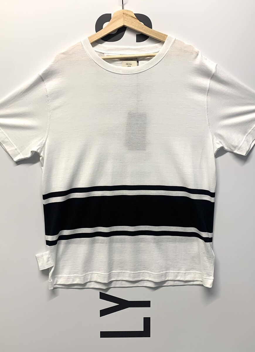 BOTTEGA VENETA White Black Panel T Shirt - Size 54 / Large BOTTEGA VENETA White Black Panel T Shirt - Size 54 / Large