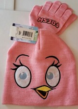 Pink Angry Birds Girls Winter Knit Hat & Gloves Set NWT Free Shipping 