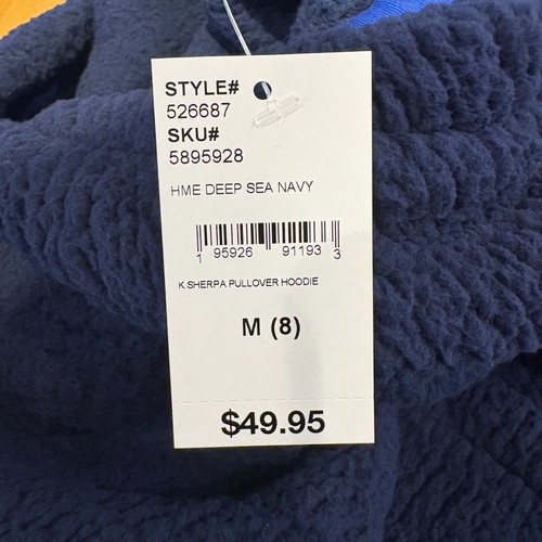 Lands' End Sherpa Pullover Hoodie Kids Size M 8 Deep Sea Navy Blue NWT! - Picture 4 of 4