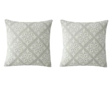 2 My Texas House Gemma Cotton Decorative Pillow Cover, 18"x18", Harbor Mist (9C)