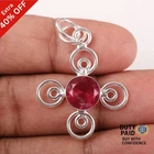 Valentines Sale Sterling Silver Round Pink Tourmaline Stone Daughter New Pendant