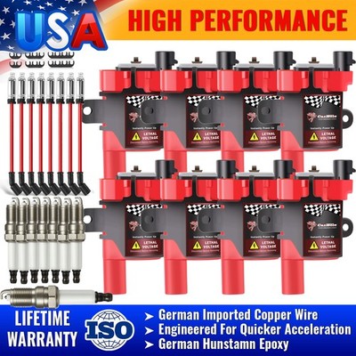 8 UF262 Coils & Spark Plugs & Wires Tune Up Kit For Chevy Silverado 1500 4.8/5.3