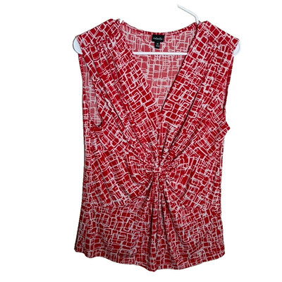 Rafaella Tank Top Women's Medium V-Neck Ruched Sleeveless Casual Blouse