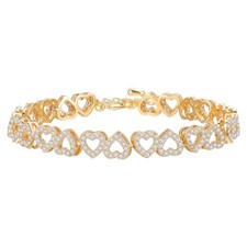 Heart Symbol Charm Link Bracelet for Women Cubic Zirconia Bangle GSAX-GOLD