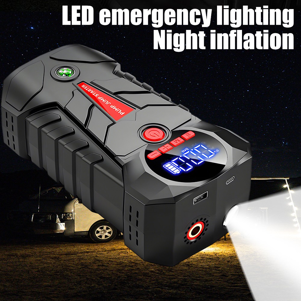 Car Jump Starter with Air Compressor 6000mAh Battery Jumper Box Charger Booster