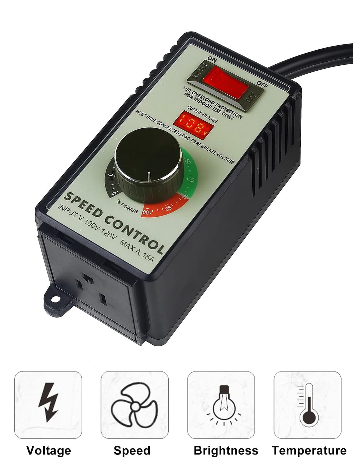 Motor Speed Controller 120V AC 15A Max 4000W Variable Speed Controller Electr...