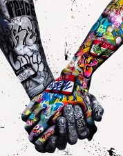 Graffiti Tattoo Holding Hands Wall Art A4 Print Urban Poster Street Art Gift