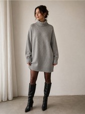 GAP Gray Oversized Turtleneck Sweater Dress