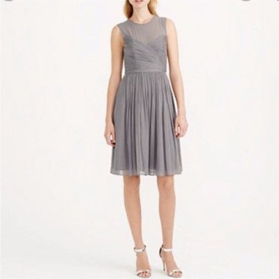 J. Crew Clara Silk Chiffon Evening Cocktail Party Dinner Dress in Gray 14