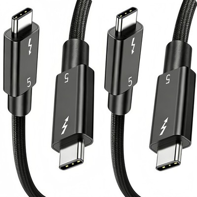 2 Pack Short Usbc Cable for Thunderbolt 5 5Ft(1.5M) 2Pack, Black