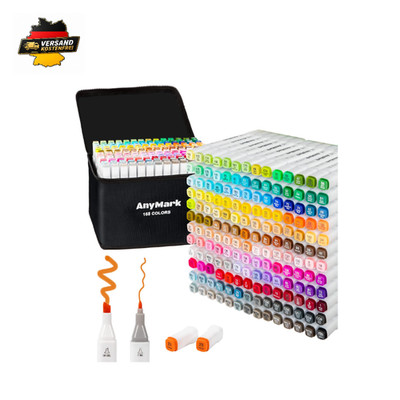 AnyMark Alkohol Marker 168 Farben Twin Tip Set Meißel Feinspitze