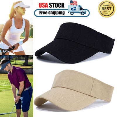 2Pcs Visor Sun Hat Golf Tennis Beach Cap Adjustable Summer Plain Color Men Women