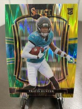 2025 Panini Select - Premier Level Travis Hunter #128 Green & Yellow Shock Prizm