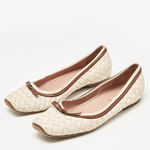 Bottega Veneta Cream Woven Leather Intrecciato Ballet Flats Size 36 - Picture 2 of 9