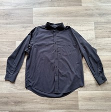 Roundtree Yorke Gold Label Shirt Mens XL Non-Iron Black Stripped Button-Up