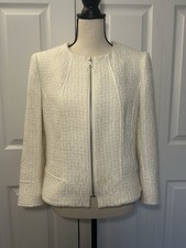 Anne Klein Women's White Zipped Blazer Size 8